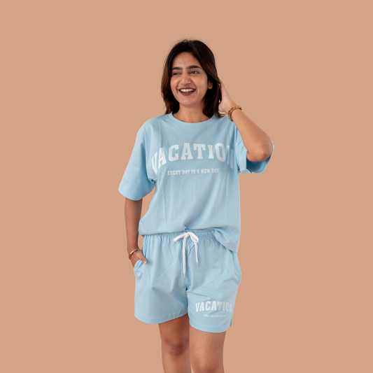 Vacation State - Oversized Co-ord | 100% Biowash Cotton | Relaxed Women Loungewear