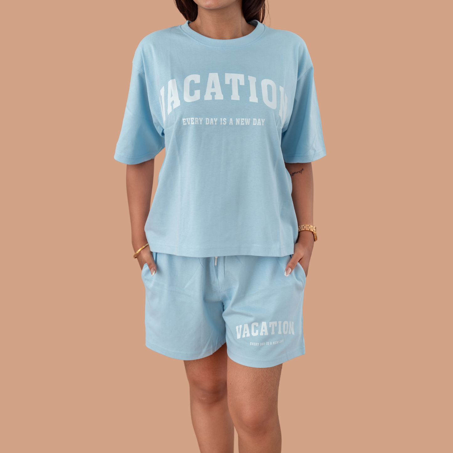Vacation State - Oversized Co-ord | 100% Biowash Cotton | Relaxed Women Loungewear