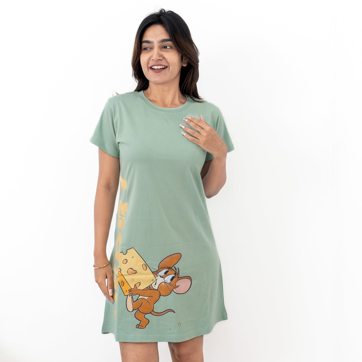 Cheese Please Long Tee | 100% Biowash Cotton | Relaxed Women Loungewear