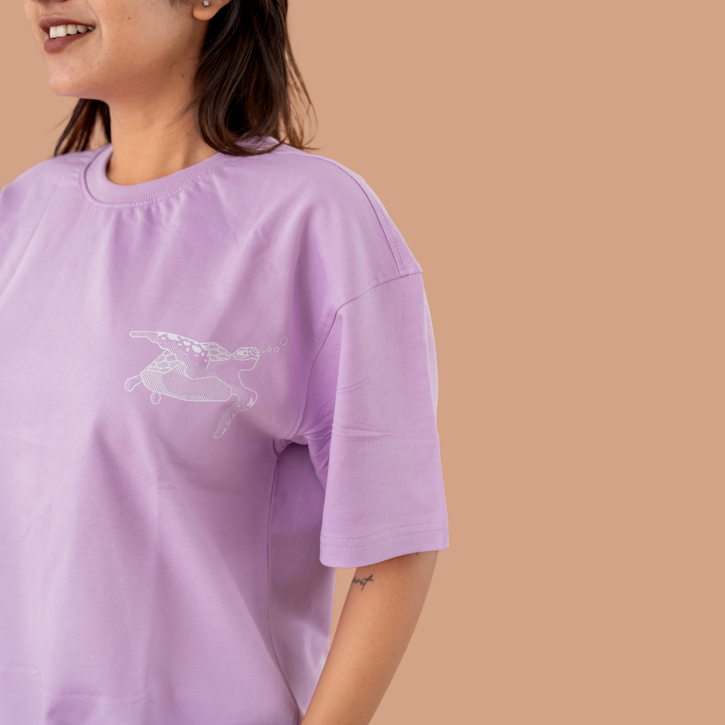 Go With The Flow Turtle Tee | Unisex Oversized Tee | French Terry Cotton 260 GSM